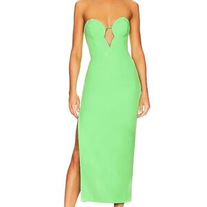 Bardot Strapless Lime Green Dress